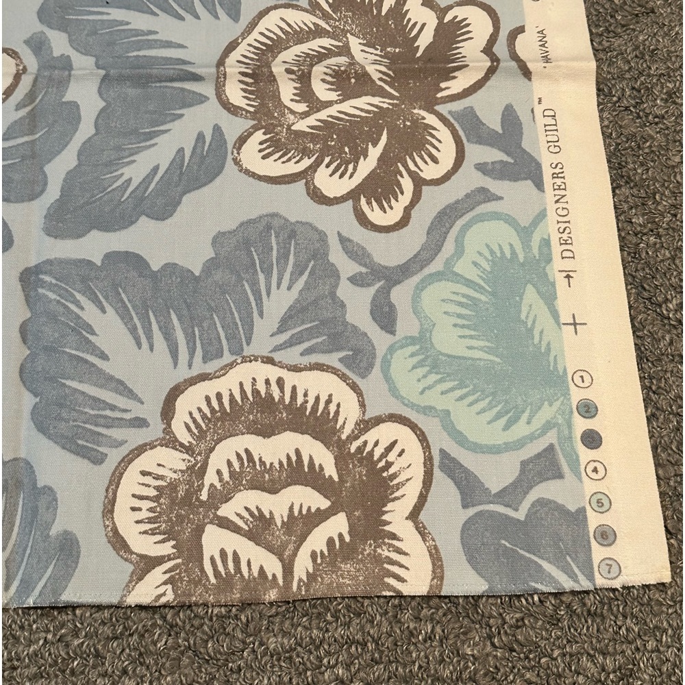 Designers Guild Fabric Sample Remnant Havana 100% Cotton Blue Washable - Picture 10 of 16